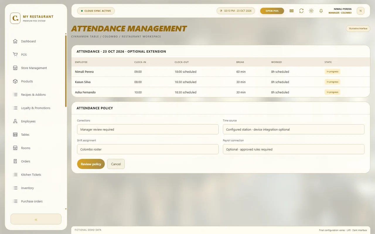 Attendance management - Light mode — Attendance management in light mode