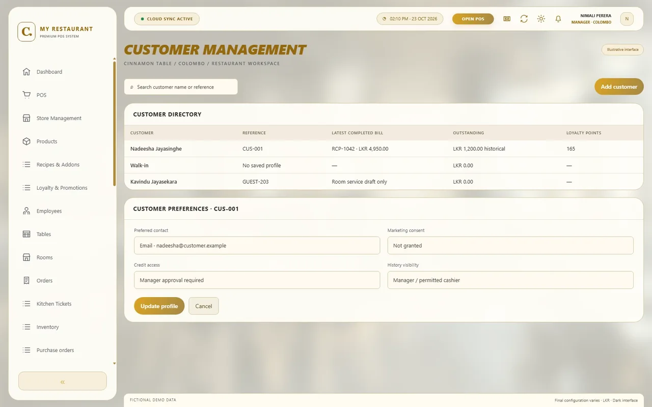 Customer management - Light mode — Customer management in light mode