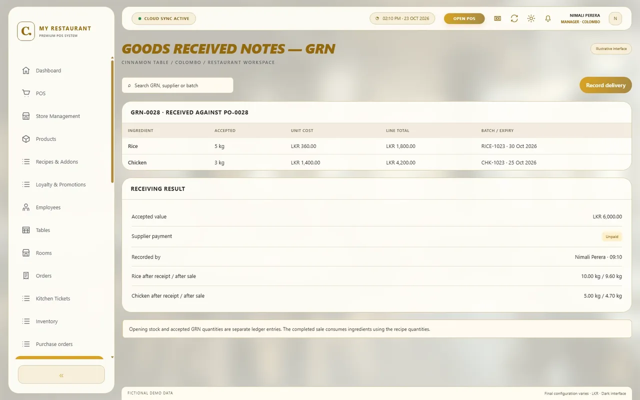 Goods Received Notes — GRN - Light mode — Goods Received Notes — GRN in light mode