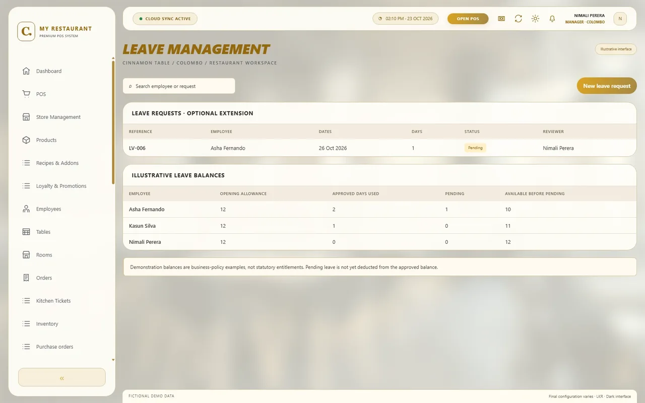 Leave management - Light mode — Leave management in light mode