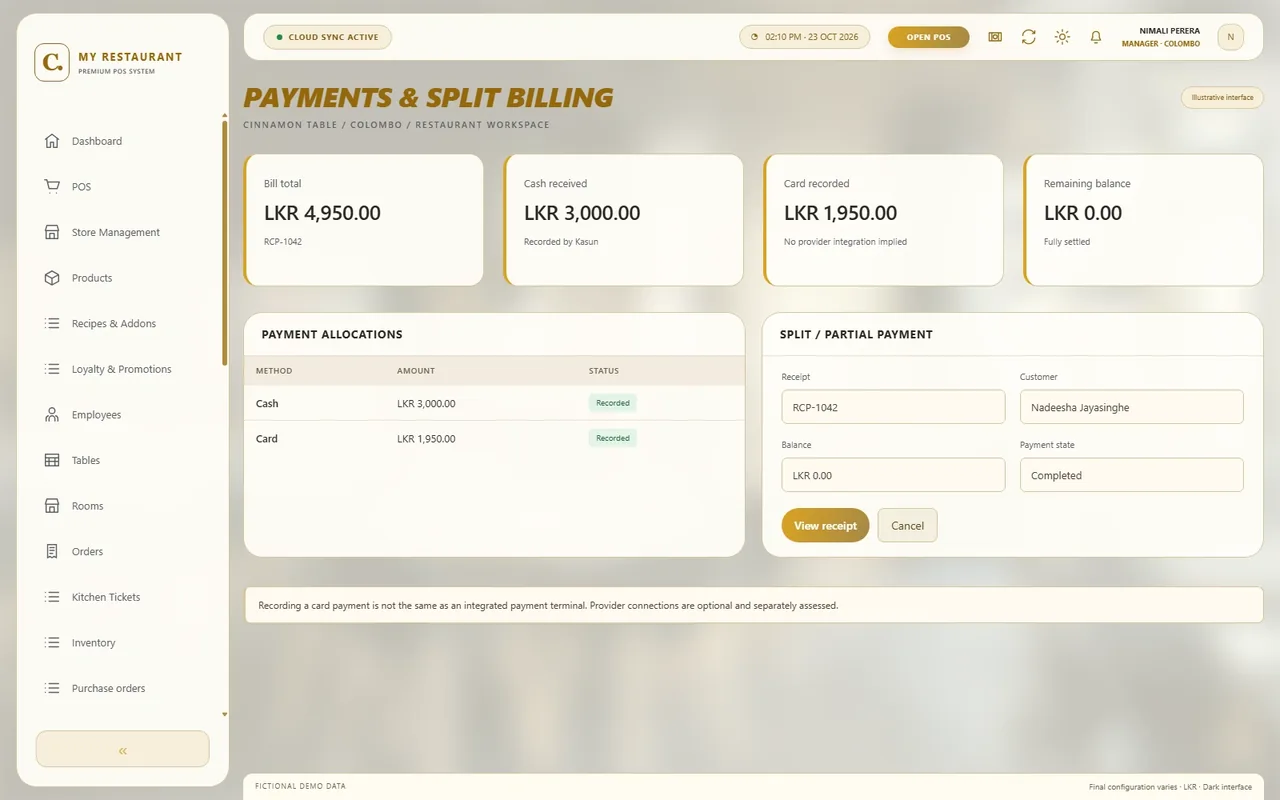 Payments & split billing - Light mode — Payments & split billing in light mode