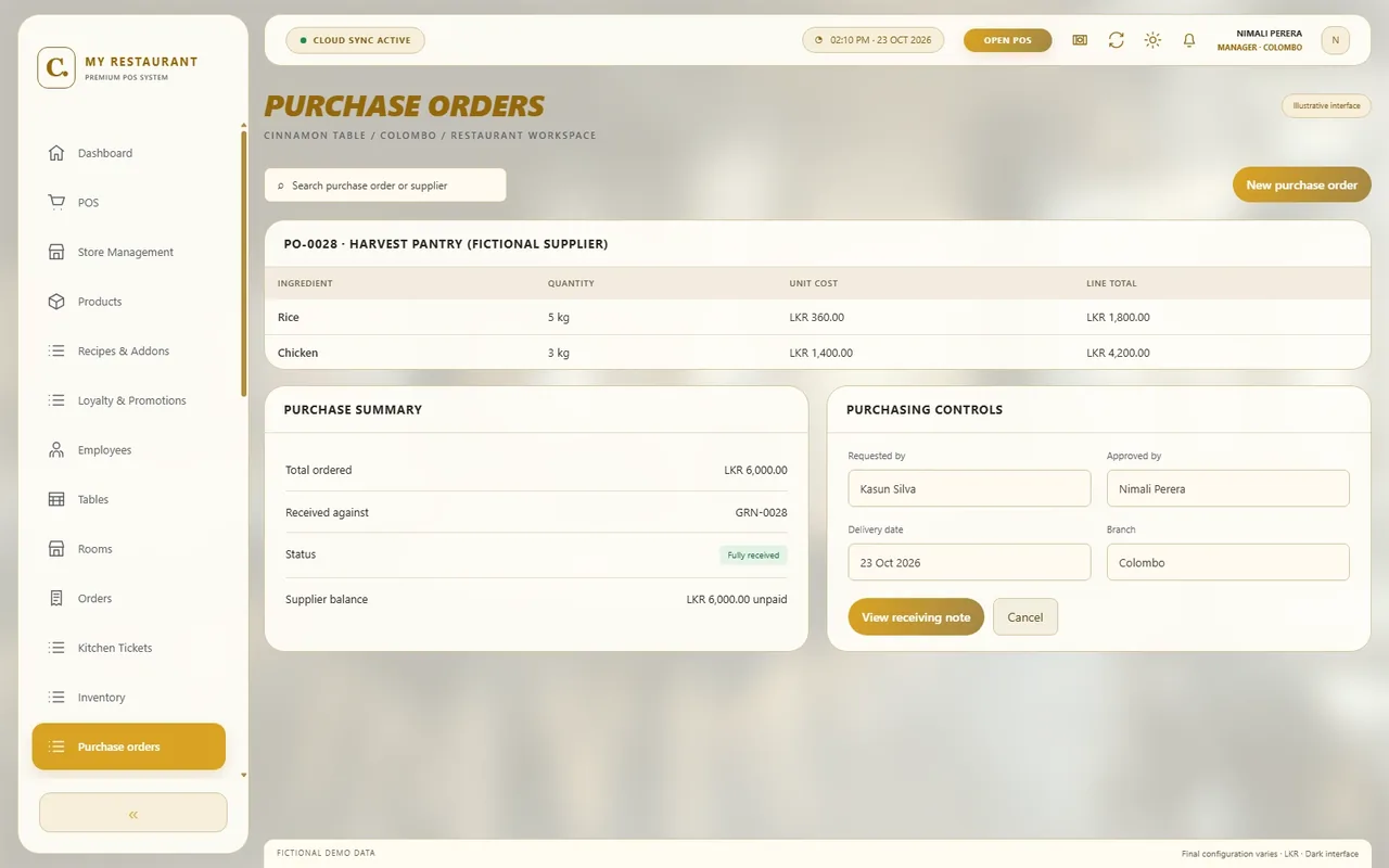 Purchase orders - Light mode — Purchase orders in light mode