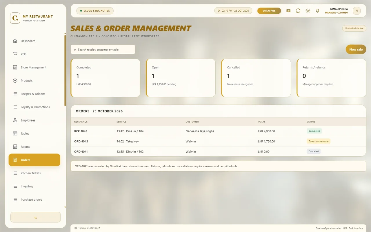 Sales & order management - Light mode — Sales & order management in light mode